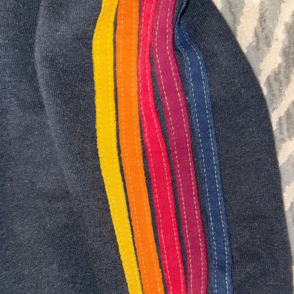 Aviator Nation Kids Black Sweatpants with Rainbow Stripe - Picture 3 of 6
